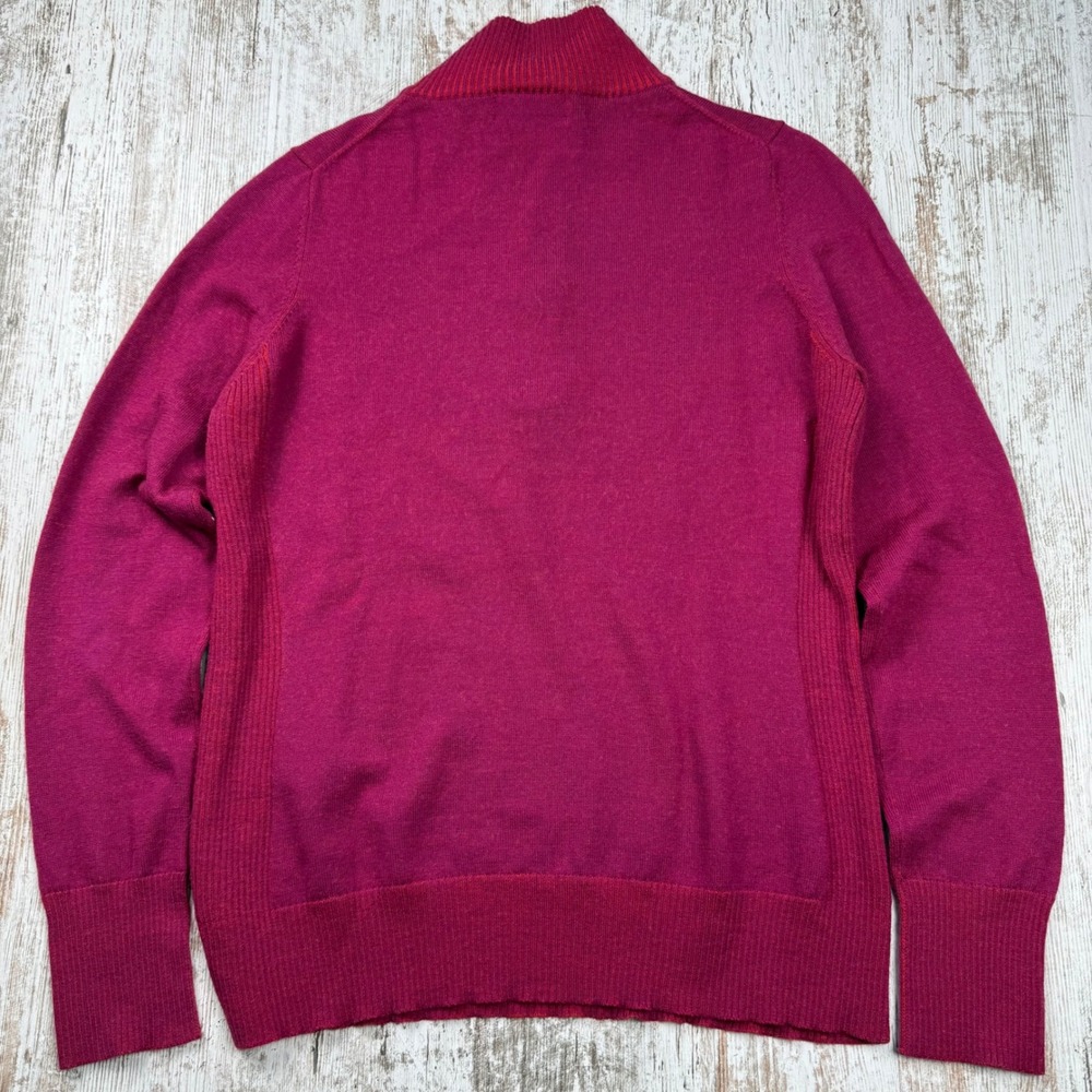 Patagonia Womens Magenta Pink 100% Merino Wool Quarter Zip Sweater Base Layer L - Picture 2 of 8